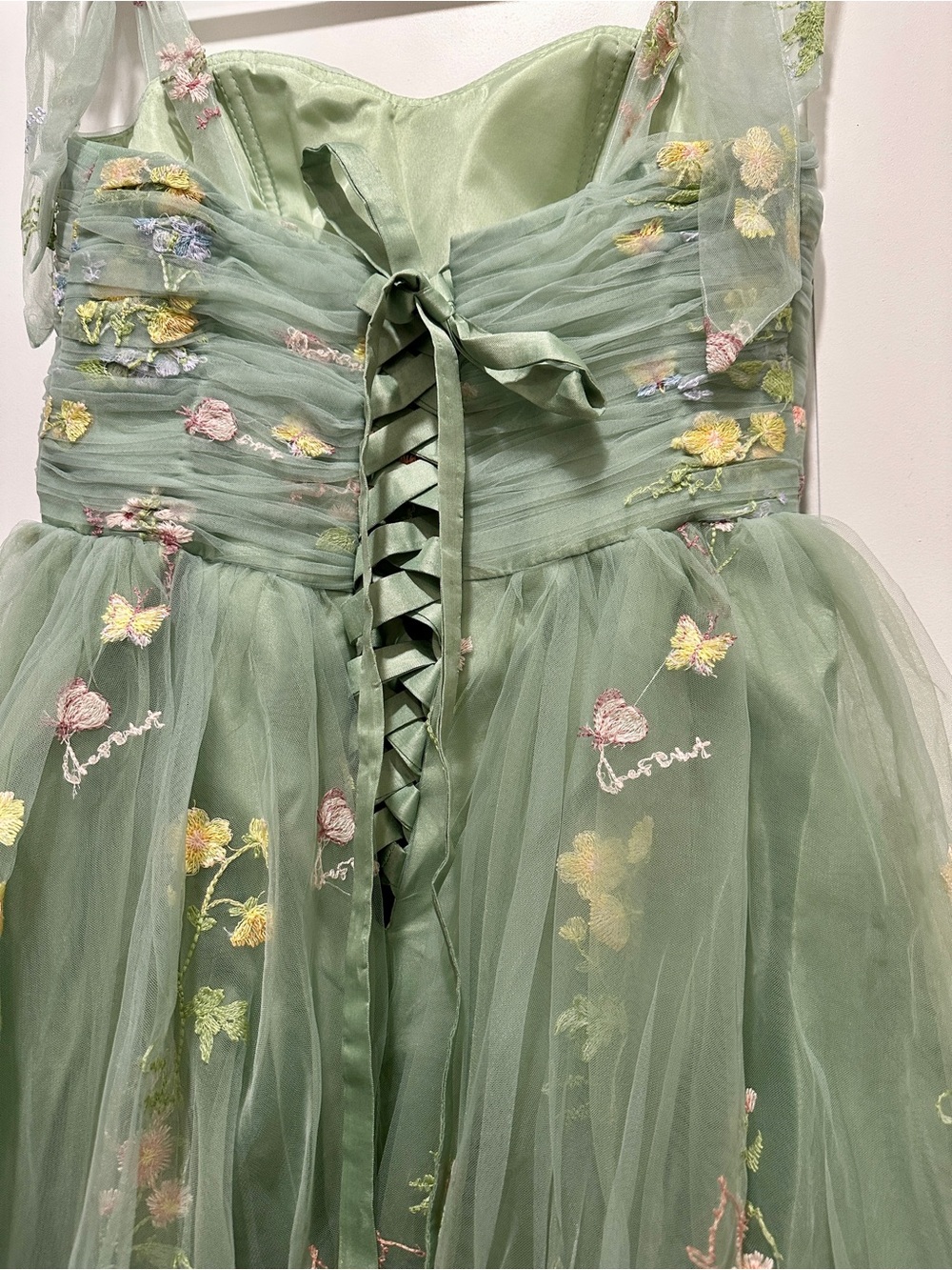 Green Floral Tulle Party Dress for Girls, NWOT - Picture 5 of 6